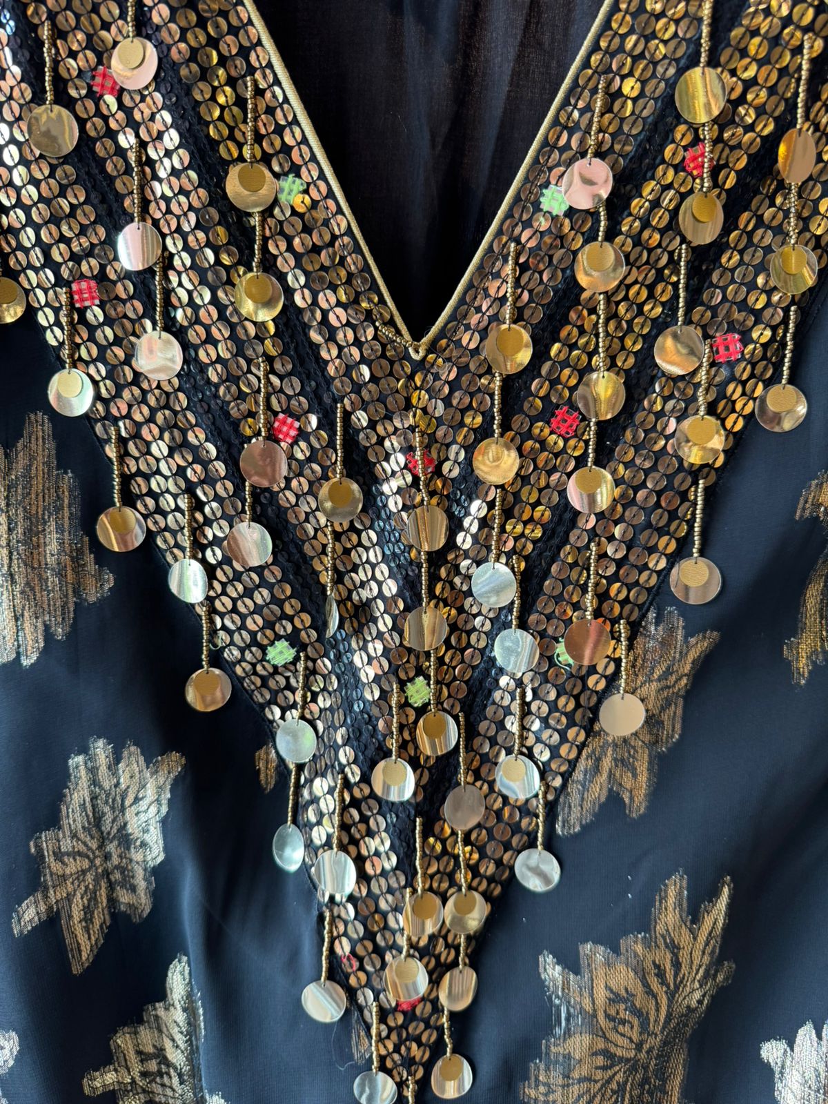 Black and gold festive kurta